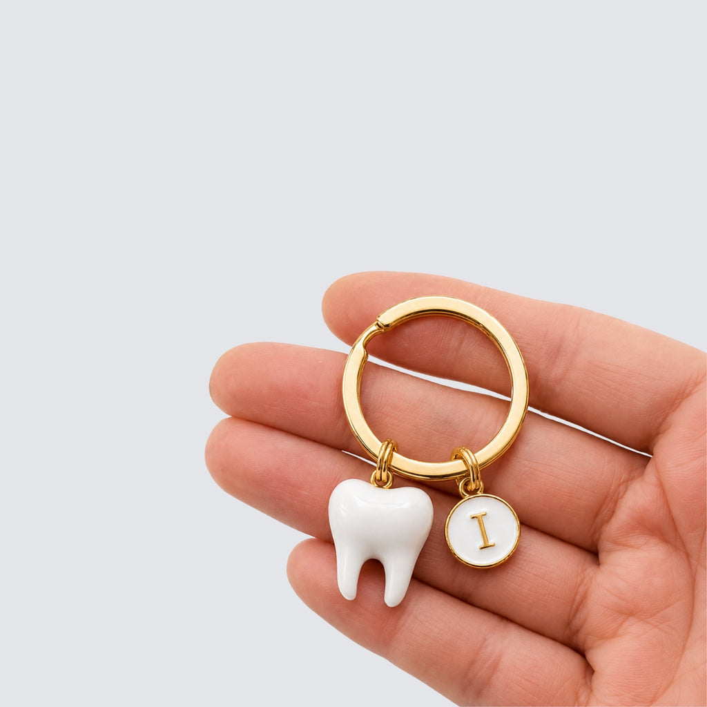Personalized Tooth Charm Pendant Keychain